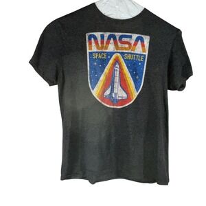 NASA Space Shuttle Shirt Mens Large Gray Retro Graphic Tee Grunge